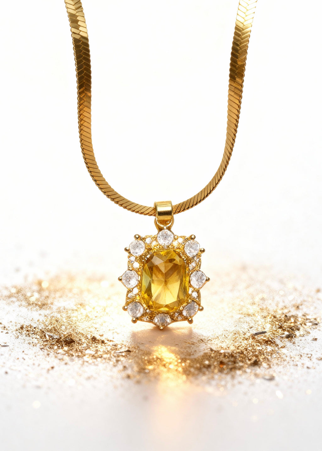 Radiant Yellow Gemstone Pendant "Adjustable Chain"