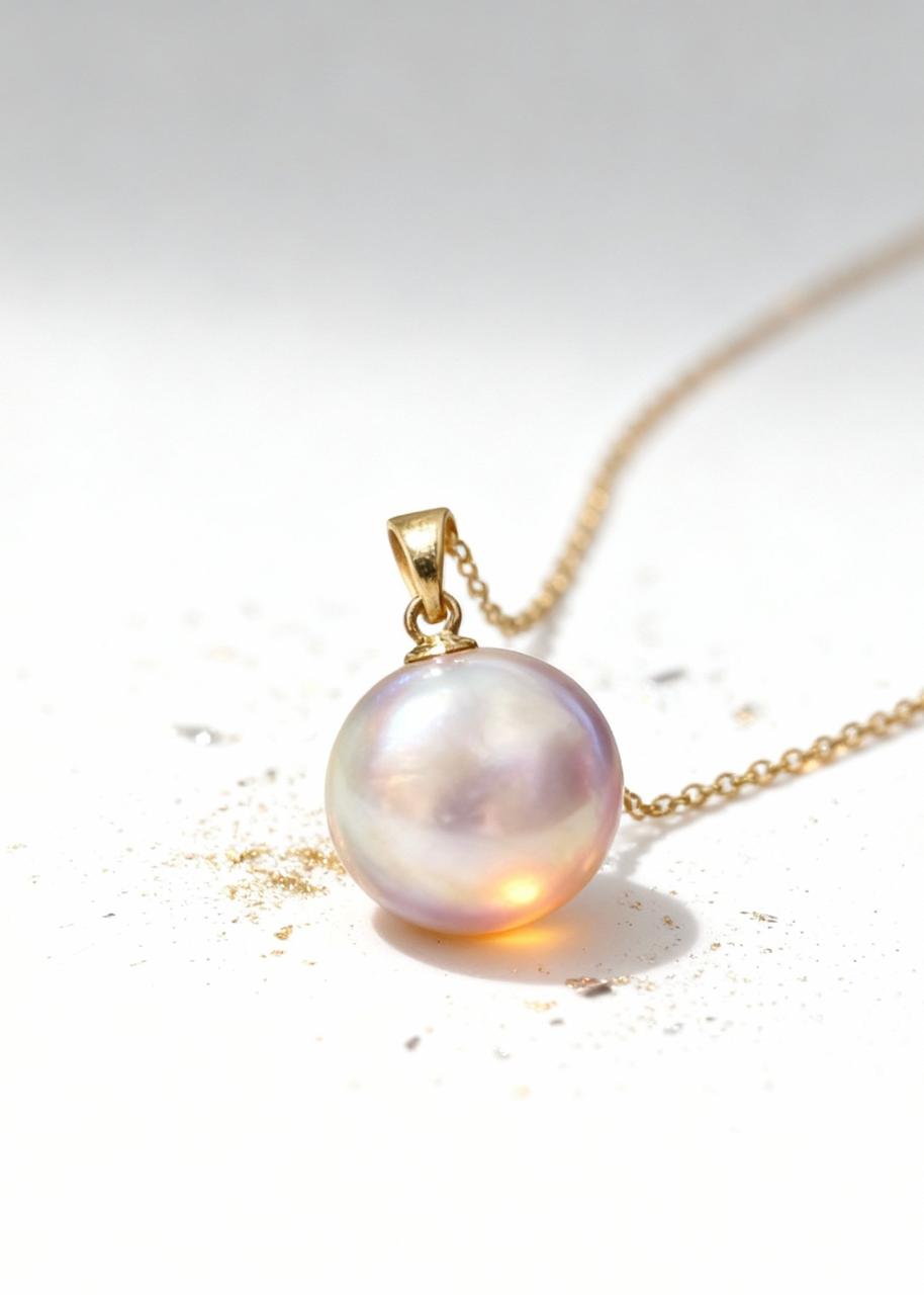 Natural Pink Pearl Pendant Necklace "Adjustable Chain"